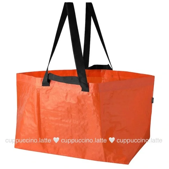 🎃NEW🦇IKEA Orange Black Handle Halloween Fall Limited Edition Large Tote  Bag